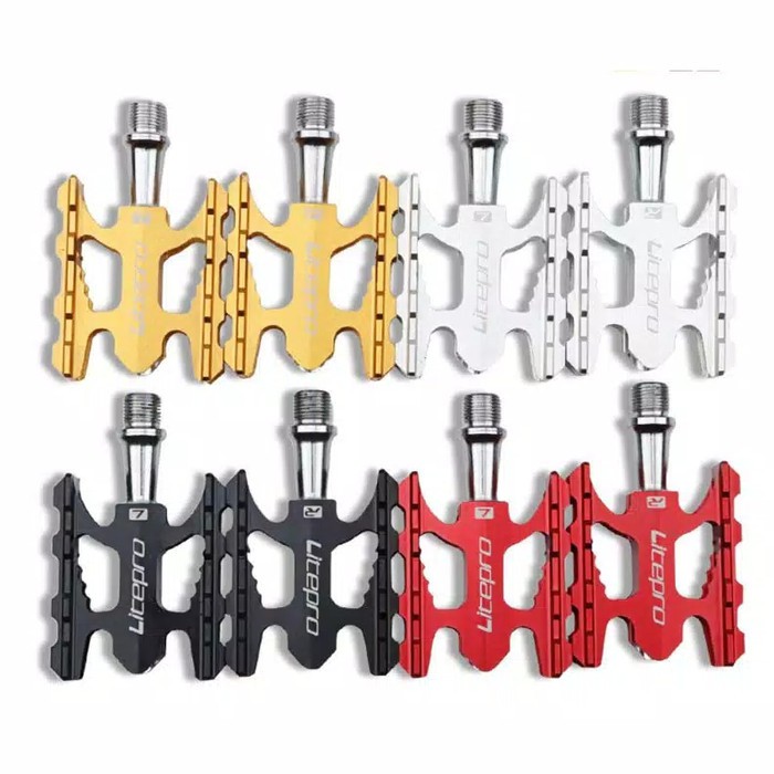Pedal Sepeda Lipat Aluminium Alloy Ultra Ringan untuk MTB dan Road Bike Hitam Merah Silver Pink Ungu