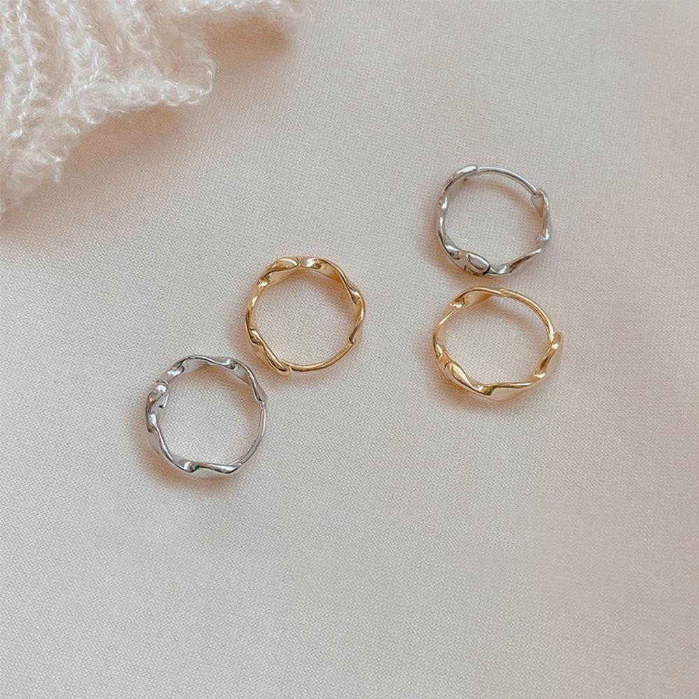 Anting Hoop Bentuk Lingkaran Geometris Gaya Korea Untuk Wanita