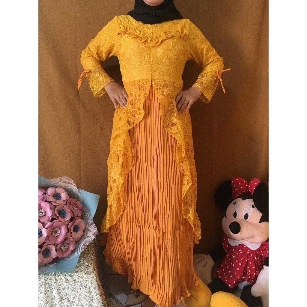 Dress Brokat combine plisket