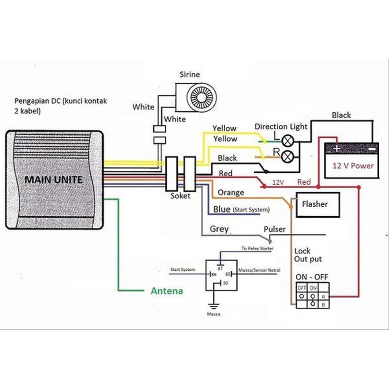 Alarm Motor Anti Maling 2 Remote Bisa Starter Sensor Getar Alarm Kunci Gembok Universal