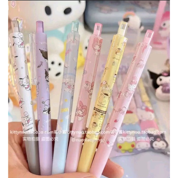 

Pulpen Sanrio isi 6pcs Kuromi Hello Kitty My Melody Pompompurin Cinnamoroll Pochacco