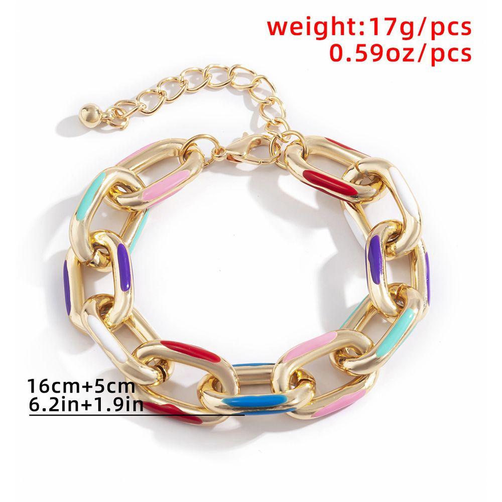 Mxbeauty Kalung Multi Warna Keren Unik Tetesan Minyak Hadiah Gadis Rantai Tebal Kuba Rantai Gaya Korea Gelang