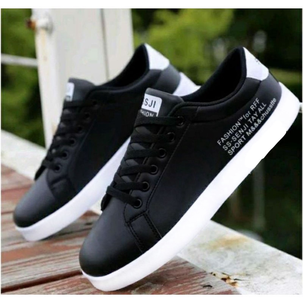 Sepatu SNEAKERS Pria/Wanita White Black S-SENJI ALL SPORT Uk_39/43 Bisa COD