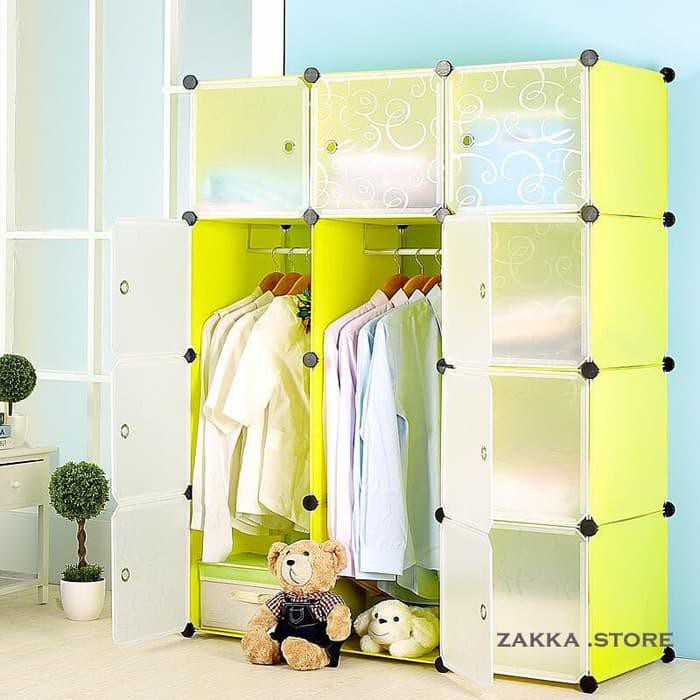 Unik Lemari pakaian rak serbaguna susun plastik lemari baju - Ungu Unik