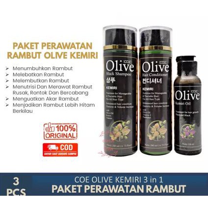 KINDSTORE❤ | (SATUAN) OLIVE KEMIRI 3IN1 SHAMPO + CONDITIONER + MINYAK KEMIRI BPOM / PERAWATAN RAMBUT HITAM LEBAT