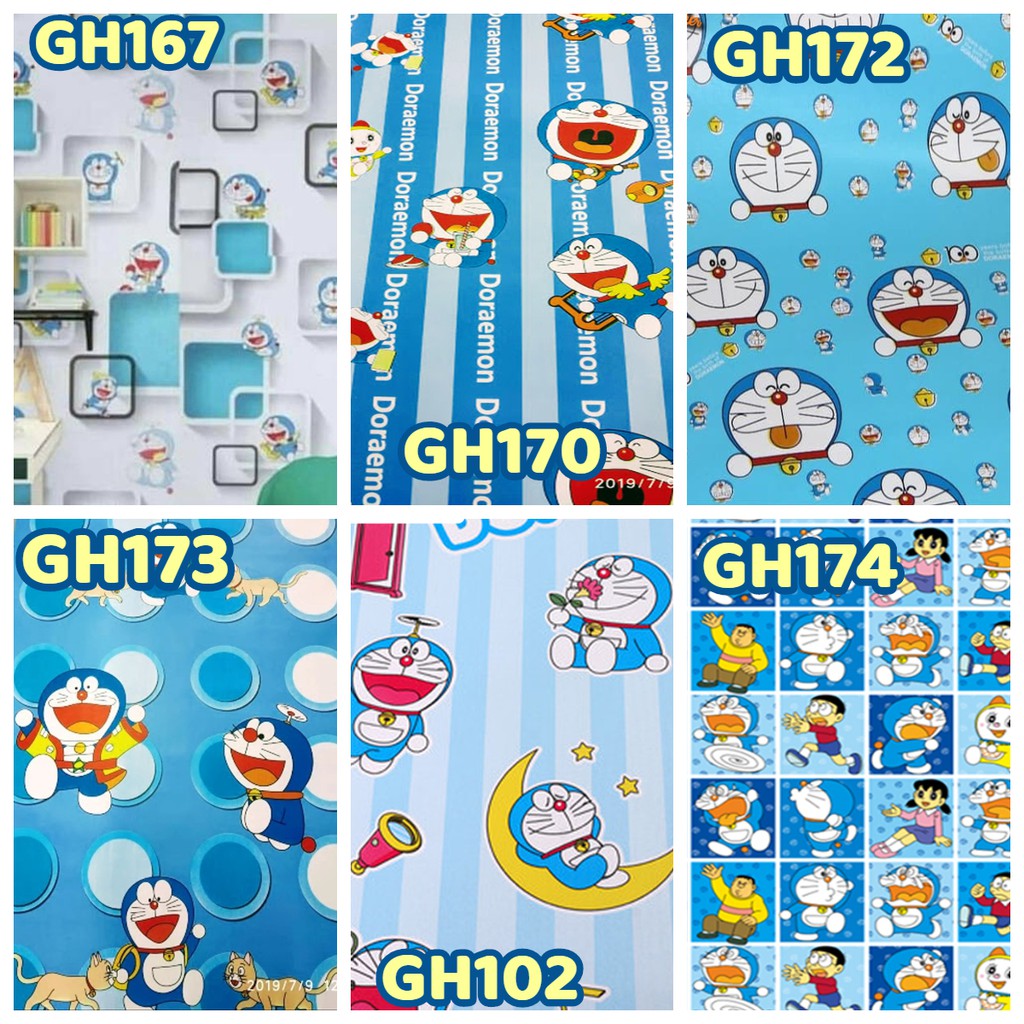 Cod Wallpaper Sticker Dinding Doraemon Lucu 45cm X 10meter Gh