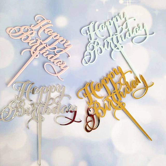 Cake Topper Happy Birthday Akrilik Tulisan Happy Bday Murah Tusuk Kue Ultah Murah