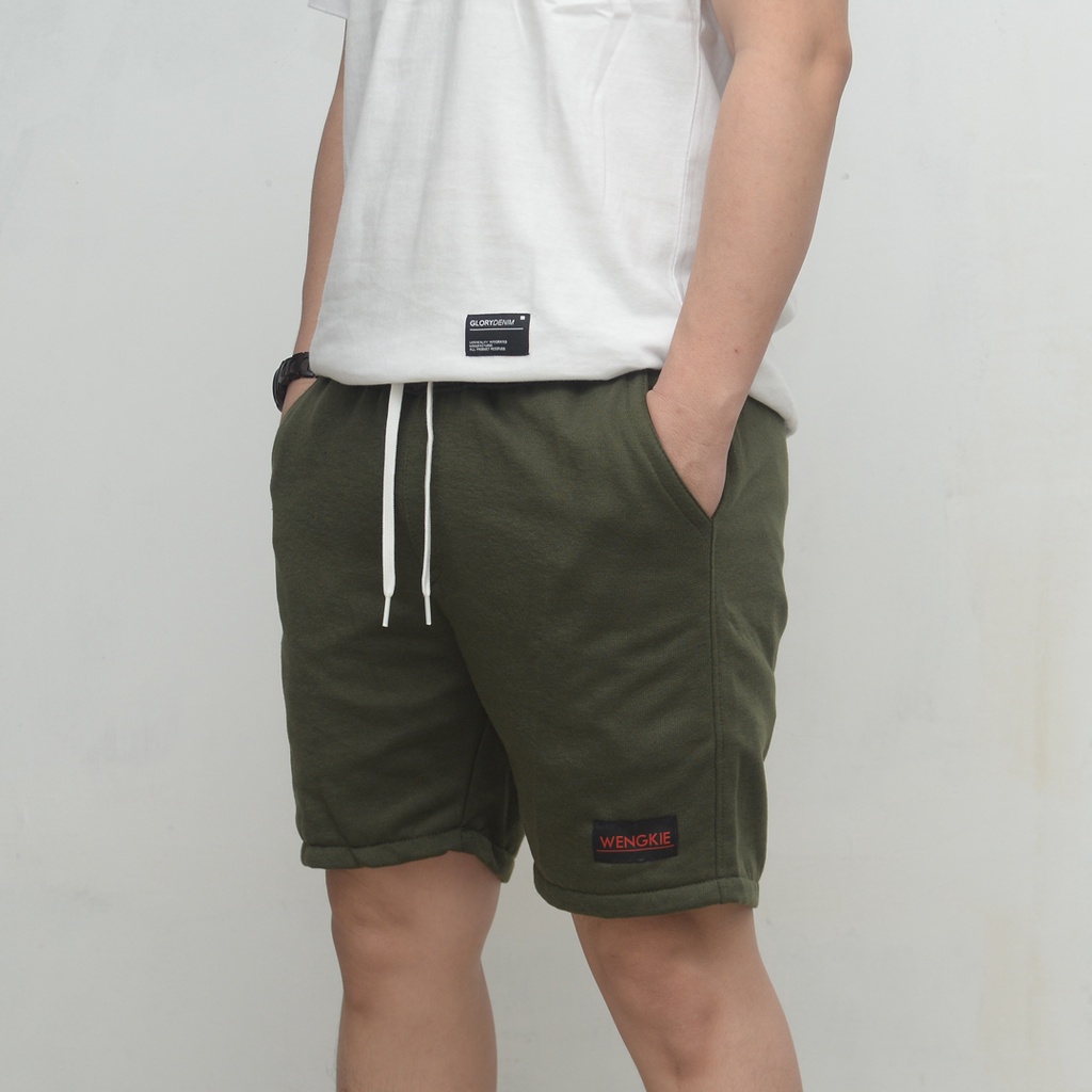 Wengkie.id / Boardshort / celana pendek pria / celana pendek wanita / celana casual / celana pendek murah / Warna Hijau Army