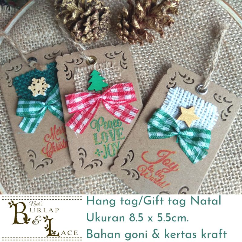 

Hang tag Natal Christmas Kraft kayu Goni kayu hampers parcel gift box