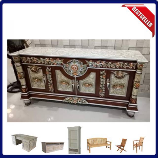 Bifet tv bifet mawar meja tv bifet jati ukir