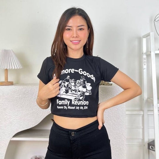 BEFAST - ZEC OOTD Kaos Crop TATA / Crop Top Admore (LD 88, P 40) / Kaos Crop Wanita Remaja / Tshirt Lengan Pendek / Kaos Kekinian Remaja ABG / Crop Top Motif Bergambar / Kaos Crop Termurah / Baju Santai Wanita