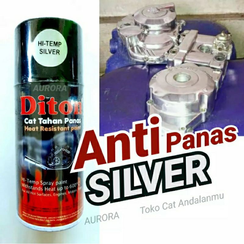 Cat Pilok Pylox Anti Panas DITON BESAR 300cc Hitemp Silver Silfer Untuk Knalpot Tromol Mesin yang mu