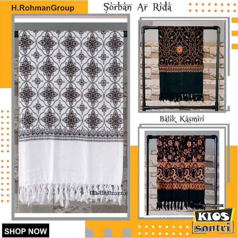 Sorban Hitam Rida ar-rida solo motif Batik Kasmiri dan Hitam Polos