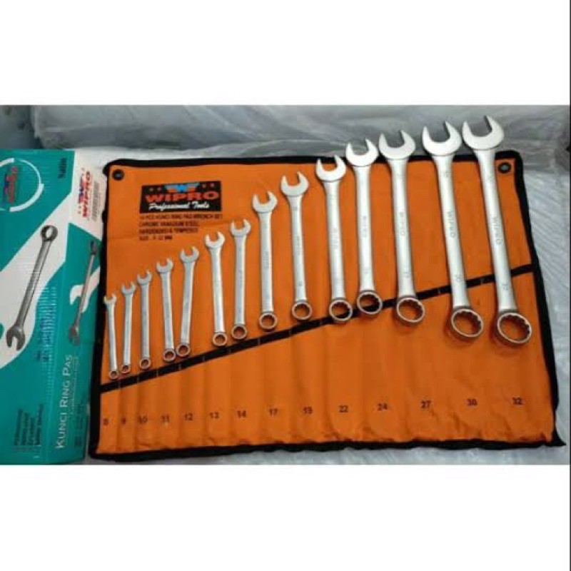 Kunci Ring Pas WIPRO Kilap set 8-32mm