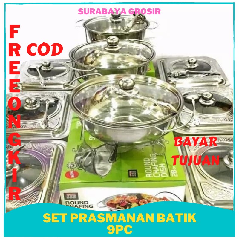 WADAH SAJI BOWL MAKANAN PRASMANAN KACA BATIK ACARA PESTA CATERING KETERING PERNIKAHAN KELUARGA 9PCS 