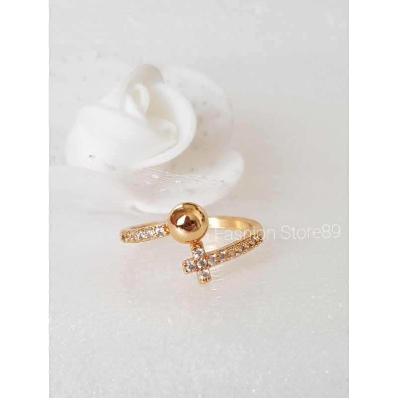 Ready Cincin Salib Xuping Yaxiya import Model Fashion Salib full permata cincin rohani