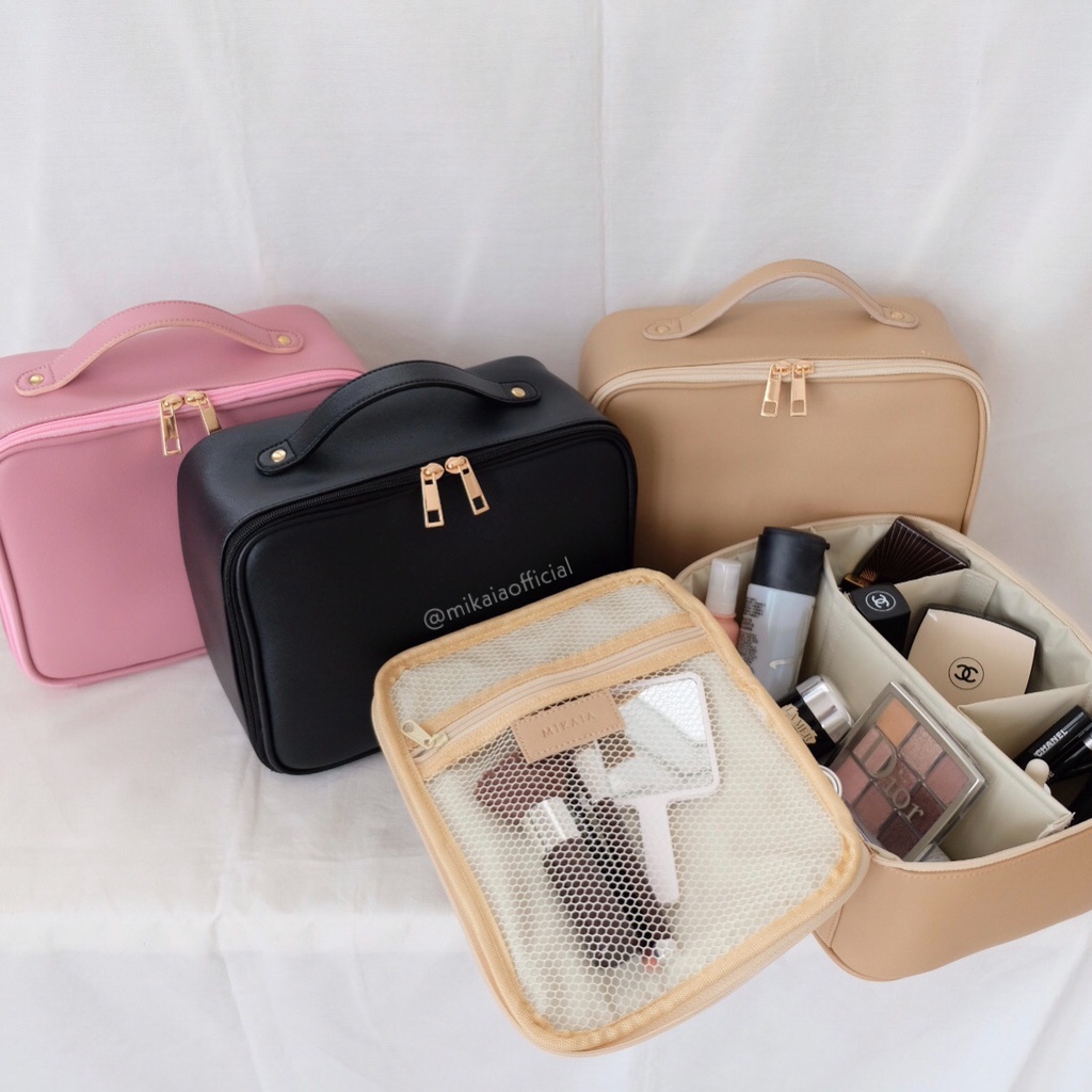 MIKAIA - SADA Leather Cosmetic Case / Travel Cosmetic Bag - Vanity Case Tas Makeup Tas Kosmetik Travel Organizer Beauty Case