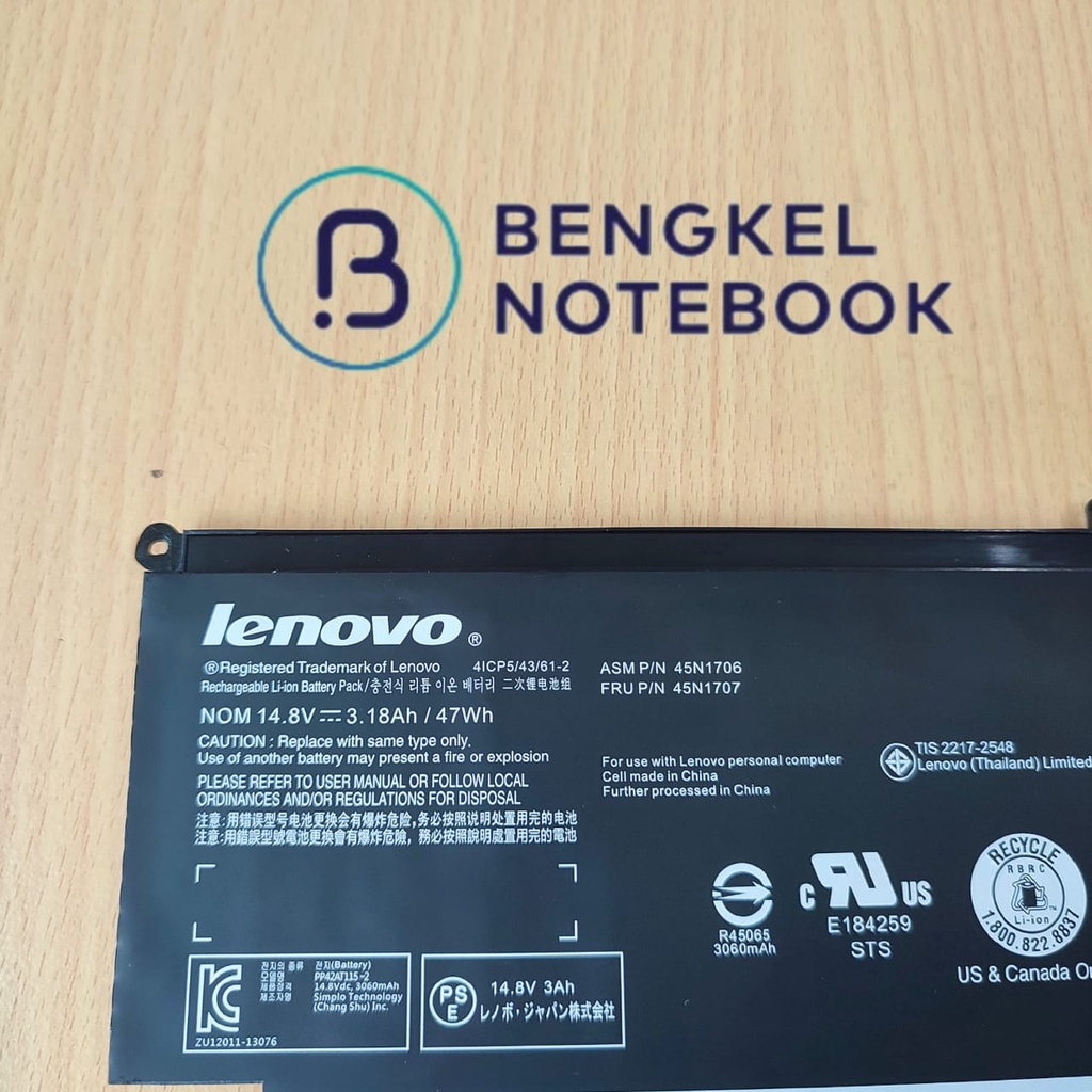 Baterai Lenovo Yoga S1 45N1704 45N1705 45N1706 45N1707 S240 20CD 20C0 Yoga 12 20DL 20DK