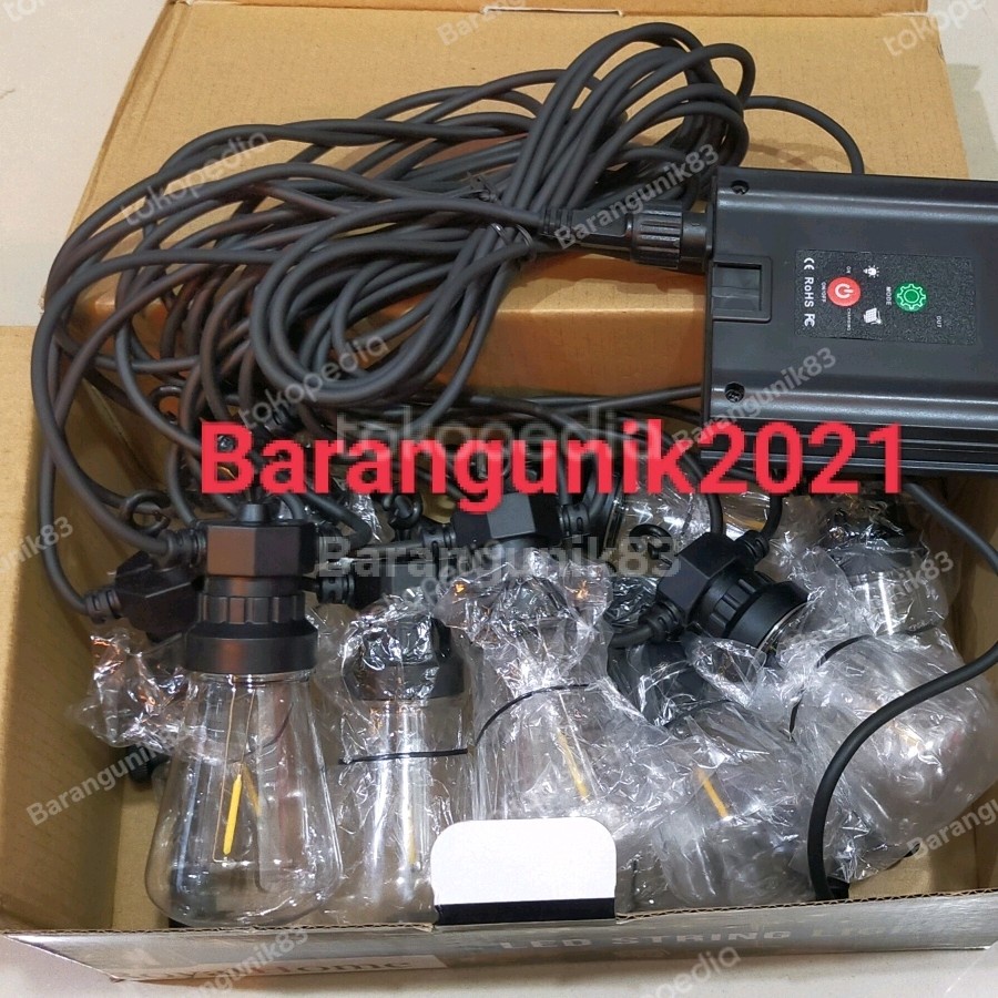 Barangunik2021 -Lampu Fitting LED Solar Carnaval 10 Meter Fitting Gantung Cafe Hias