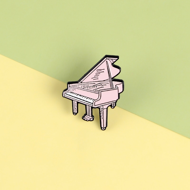 Bros Pin Enamel Bentuk Piano Warna Pink Untuk Hadiah Anak