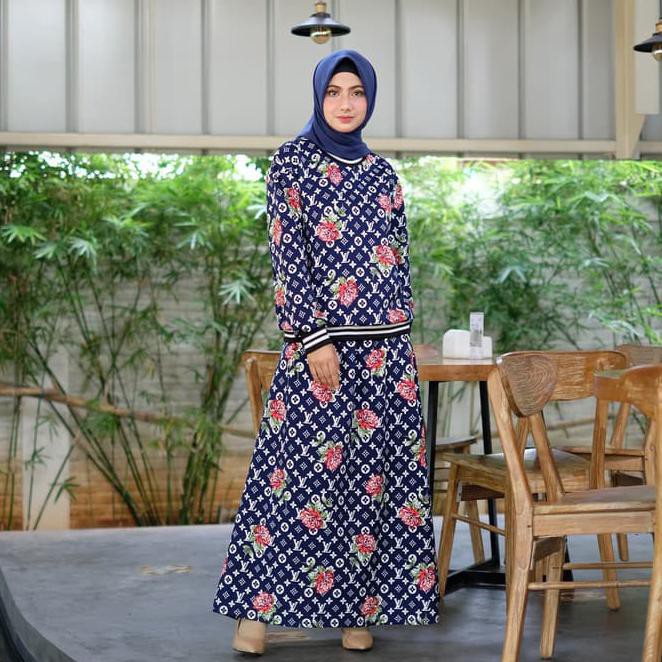 Baju Atasan Wanita Gamis Setelan Levian Jumbo Muslim Syari Tunik - Biru Muda /Fashion Muslim Wanita