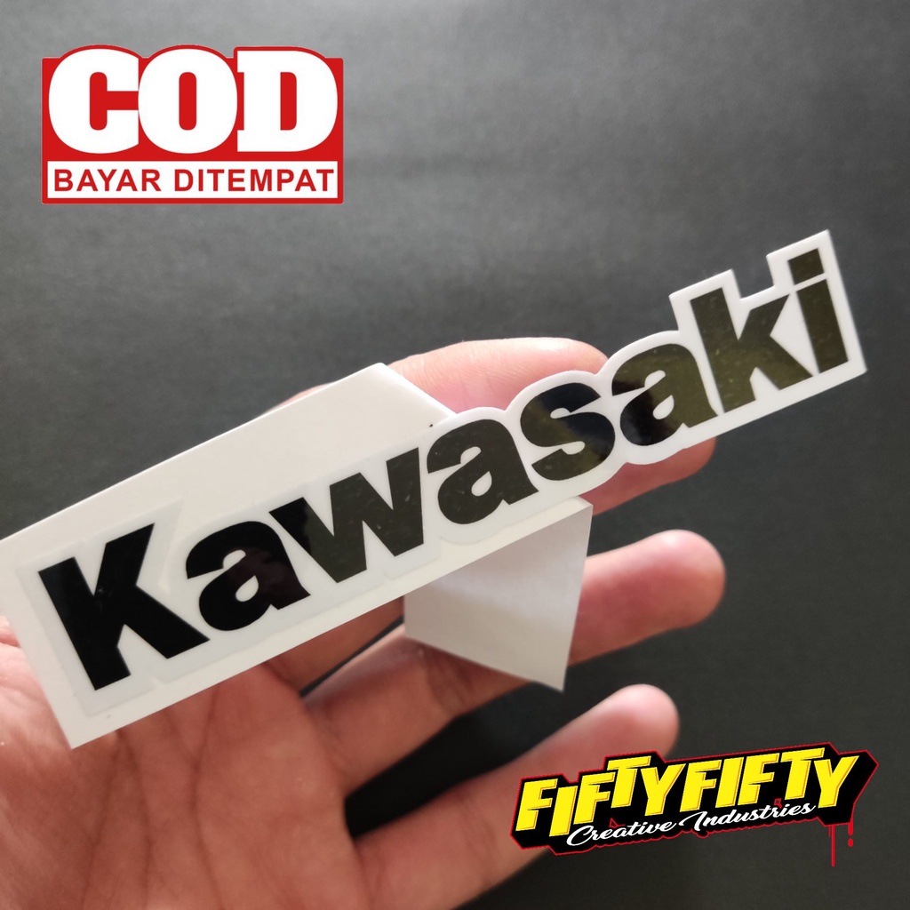 Stiker Print Cut KAWASAKI Stiker Printing Laminasi Glossy Stiker Motor Mobil Helm Sudah Membentuk Pola Desain