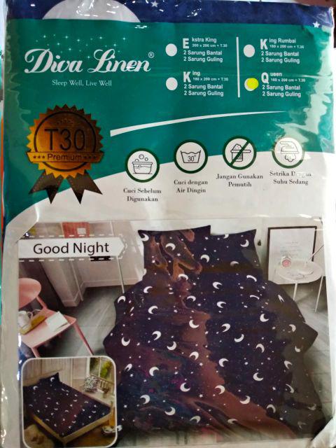 Ww Sprei Diva Linen - Tinggi 30cm - Good Night - 180x200 (king)+bantal 2