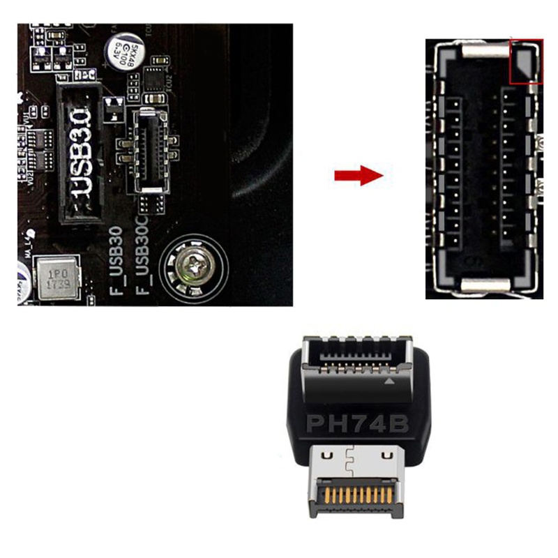 Btsg Motherboard Interface USB3.1 Ke TYPE-E 90derajat Kemudi Siku Dengan Untuk Shell Header Adapter Untuk Komputer