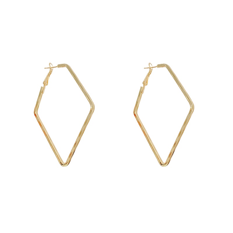 Anting Tusuk Bentuk Geometri Bahan Sterling Silver 925 Warna Emas Untuk Wanita