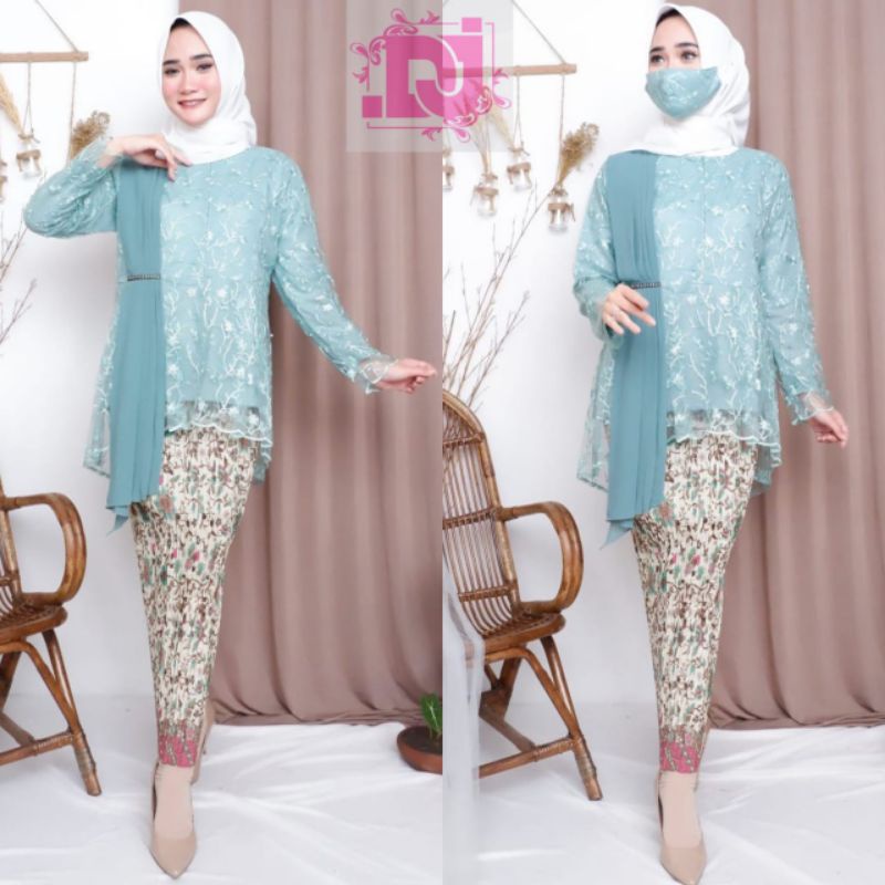 IndahKebaya | SET KEBAYA SELENDANG TILLE MODERN / AURORA CERUTTI / BLOUSE MAYANG / PESTA / WISUDA