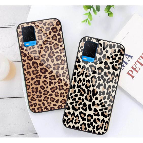 SK152 Softcase Glass Leopard For Oppo A54 - Case Oppo A54 - Soft Case Kaca Karakter Leopard Oppo A54