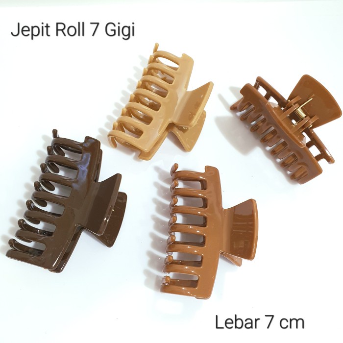 C185 Jepit Roll Panjang Jedai 7 Gigi Jepitan Tabung Cokelat Klasik