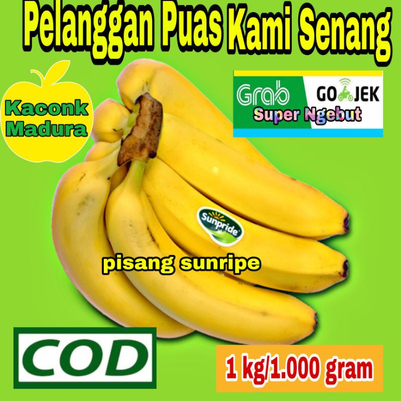 

pisang sunripe 1 kg/1.000 gram/sunpride/buah pisang/pisang fresh/buah segar/pisang ambom