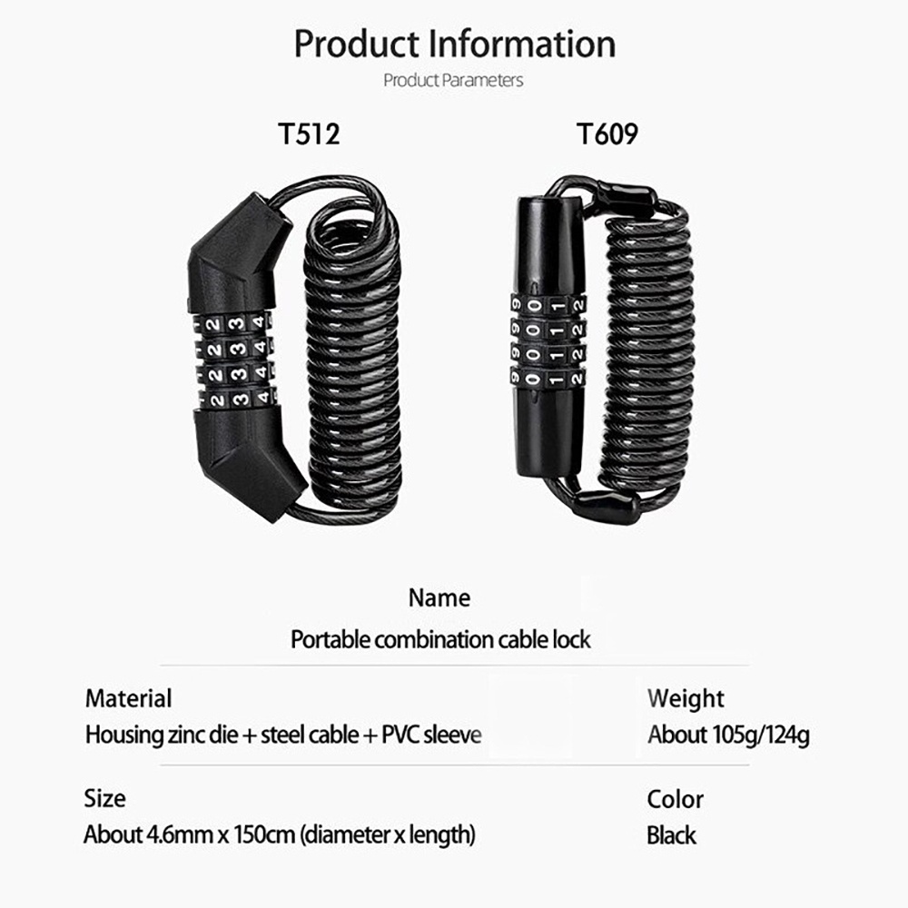 ROCKBROS T512 Kunci Gembok Sepeda Kombinasi 4 Angka Bicycle Lock