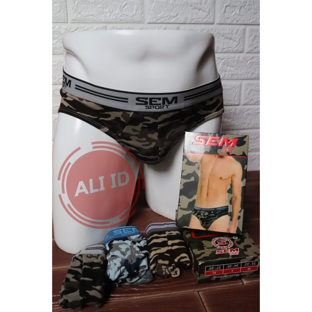 PROMO !!! 3 PCS CD SEM Sport | Celana Dalam Pria Motif army Tentara Super Soft