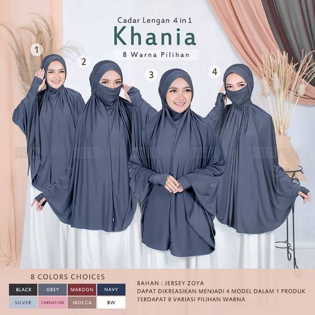 Khimar Syar’i Cadar Lengan Khania 4in1