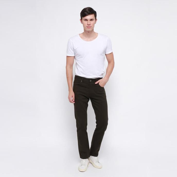 New Product Edwin Celana Jeans Milan-018 Regular Fit Pria Panjang Army Green - Hijau Tua, 28 Free