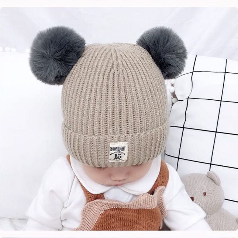 Topi kupluk rajut anak bayi pom pom premium |fashion