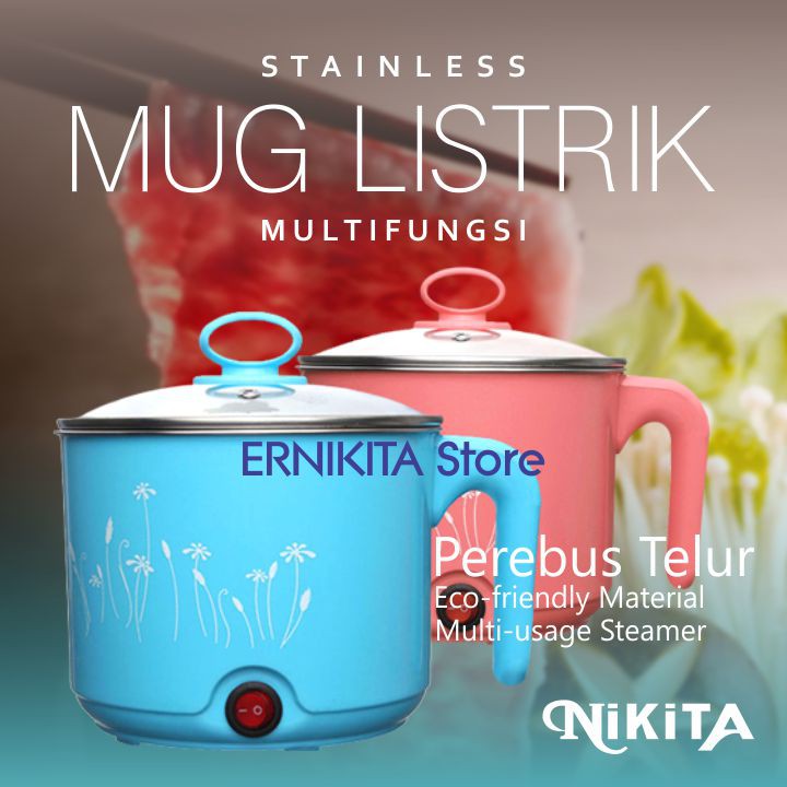 NIKITA MUG LISTRIK + PEREBUS TELUR - Mug Pemanas Air Stainless Multiguna