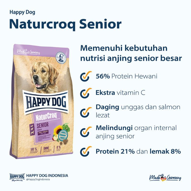 Happy Dog Makanan Anjing Dewasa Naturcroq Senior 4 kg