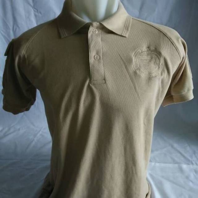 Kaos polo shirt tactical seri Glock warna Cream