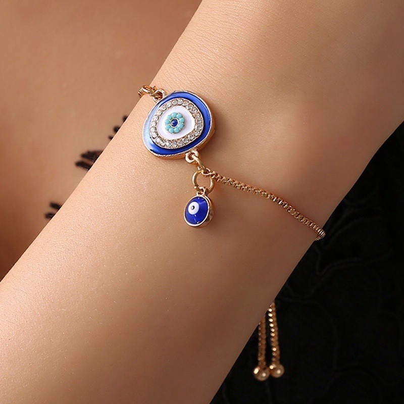 Personality Turkish Blue Evil Eye Crystal Charm Bracelet Charm Trendy Adjustable Bracelets