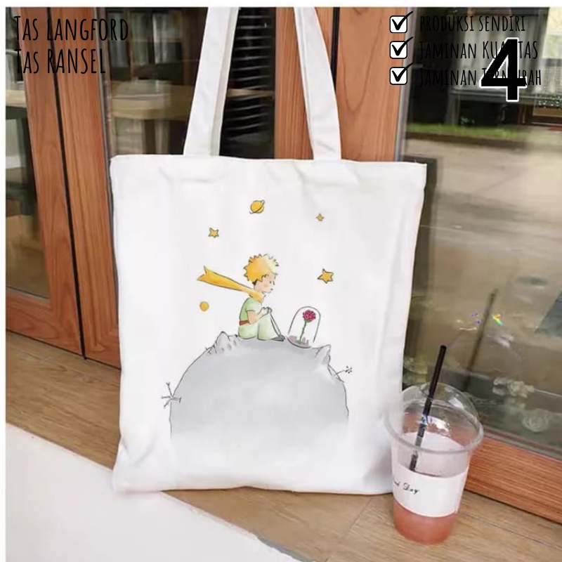 Tas Tote bag Little Prince Art Tas Tangan Cantik Imut Tas Bahu Tas Tangan Wanita Belanja Kasual Elegan Wanita Kekinian