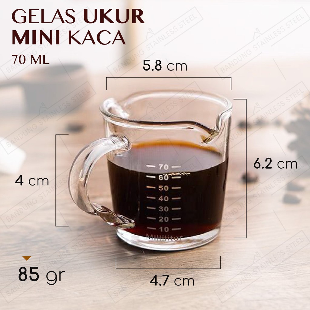 Gelas Takar 70ml Double Mouth Shot Glass Espresso Coffee Kaca measuring milk sugar