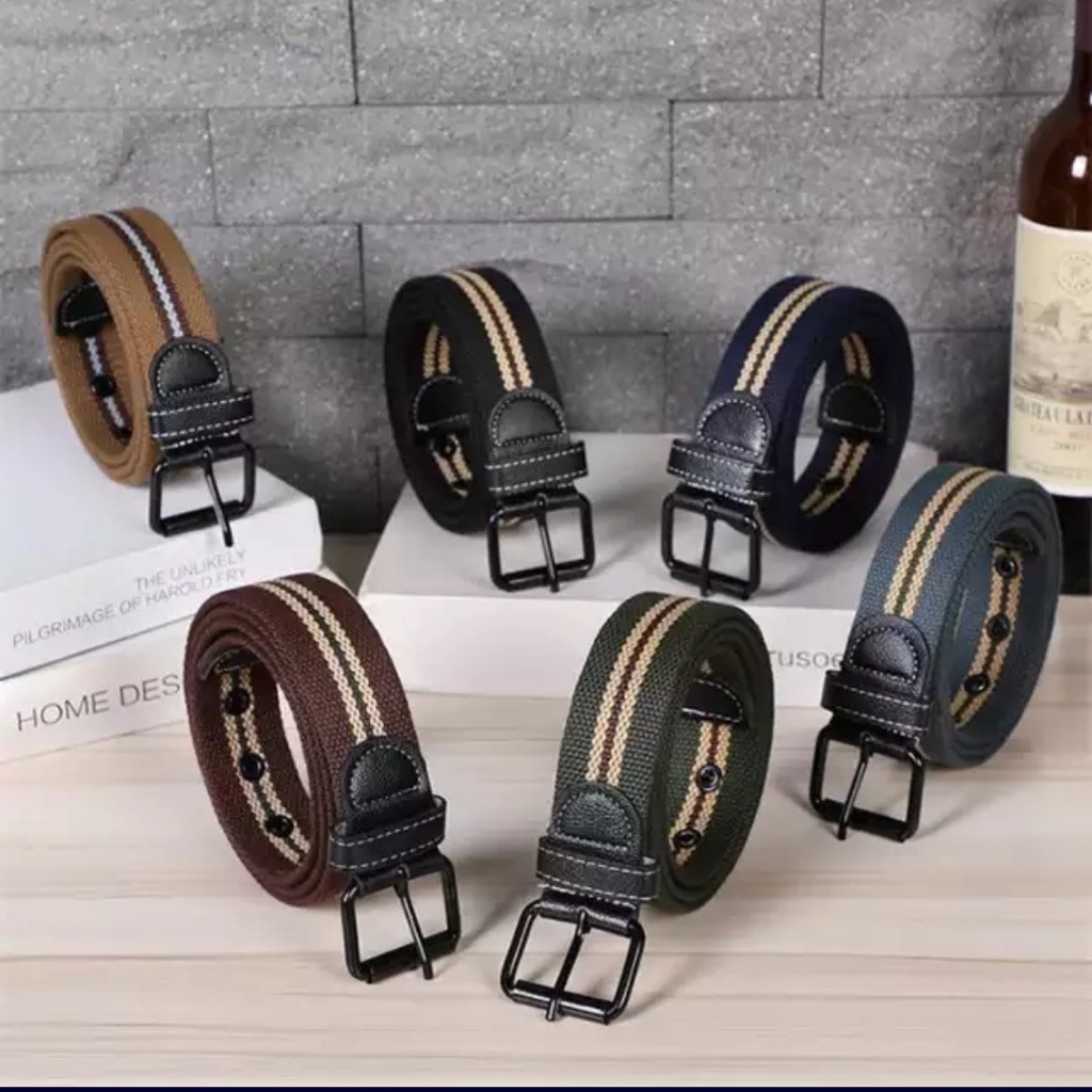 Ikat Pinggang Pria Fashion Tali Kanvas Sabuk Model jarum Kode S032