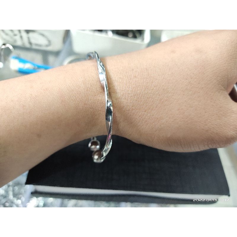 Gelang baja putih monel asli