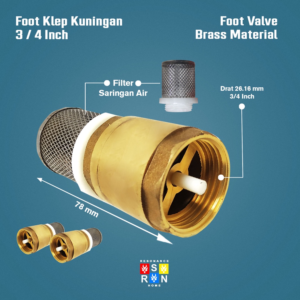 Foot Klep 3/4 Inci Kuningan / Saringan Tusen Pompa Resonance Home