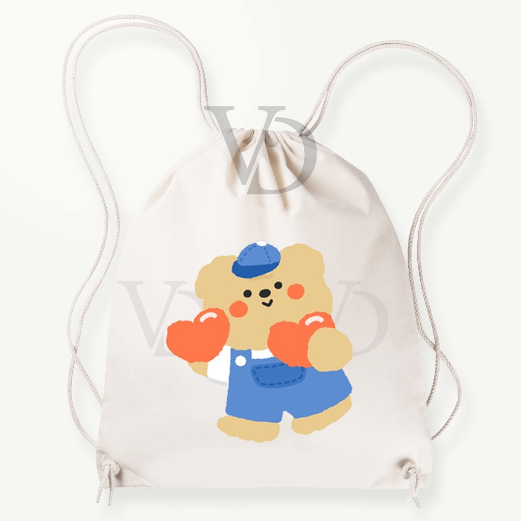 TOTE BAG KANVAS MOTIF beruang lucu / cute bear TOTE BAG / TAS BELANJA