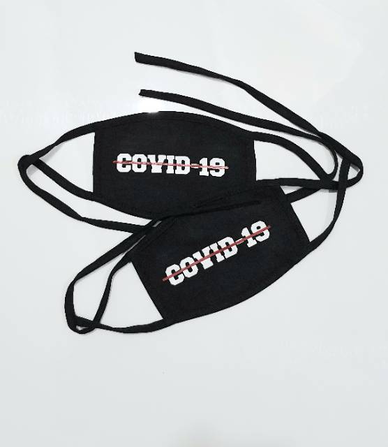 Masker kain logo covid 19 pelindung mulut dan hidung bahan cotton