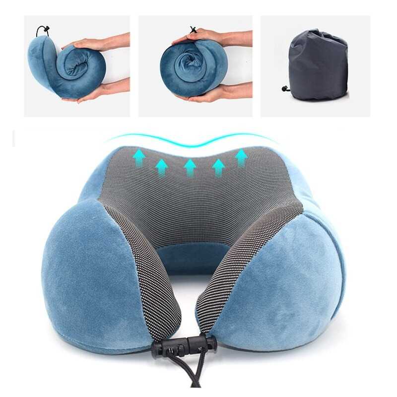 Bantal Leher U-Shape Foldable Travel Neck Pillow / Bantal Leher Mobil Tidur Travel Travelling Traveling Dewasa Multifungsi Busa Karakter Polos Lembut Empuk Jok Kursi Mobil Nyaman Tebal Pria Laki Laki Perempuan / Bantal Penyangga Leher Mobil Dewasa Murah